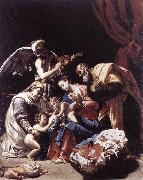 BORGIANNI, Orazio Holy Family with St Elizabeth, the Young St John the Baptist and an Angel oil painting